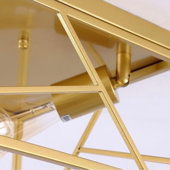 2-Light Modern Gold Flush Mount Light Fixture Metal Square - Picture 5 of 8